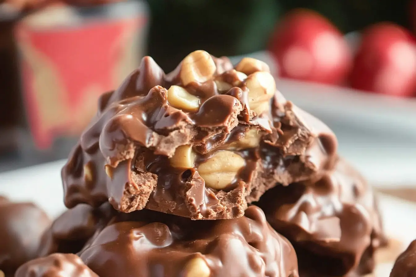 Homemade Peanut Clusters Recipes on Wooden Table